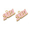 Alloy Enamel Pendants, Cadmium Free & Lead Free, New Year 2021, Pink, 19.5x36x2mm, Hole: 3.5mm