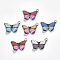 Printed Alloy Links connectors, with Enamel, Butterfly, Platinum, Mixed Color, 14.5x20.5x2mm, Hole: 1.8mm