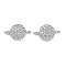 Brass Micro Pave Cubic Zirconia Links connectors, Flat Round, Clear, Platinum, 6x10x2mm, Hole: 0.8mm