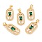 Real 18K Gold Plated Brass Micro Pave Cubic Zirconia Pendants, Long-Lasting Plated, Oval, Green, 23.5x11.5x3mm, Hole: 3.5x4.5mm