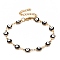 Enamel Oval with Evil Eye Link Chains Bracelet, PVD Vacuum Plating 304 Stainless Steel Jewelry for Women, Golden, Black, 6-1/2 inch(16.5cm)