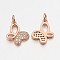 Brass Micro Pave Cubic Zirconia Butterfly Pendants, Cadmium Free & Nickel Free & Lead Free, Rose Gold, 14x12x2mm, Hole: 3mm