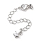 Brass with Cubic Zirconia Chain Extender, End Chains, Cadmium Free & Nickel Free & Lead Free, Star, Platinum, 73mm