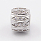 Brass Micro Pave Cubic Zirconia European Beads, Lead Free & Nickel Free & Cadmium Free, Rondelle, Platinum, 7x9mm, Hole: 4.5mm