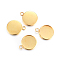 Rack Plating 304 Stainless Steel Pendant Cabochon Settings, Plain Edge Bezel Cups, Flat Round, Real 24K Gold Plated, Tray: 14mm, 20x16x2mm, Hole: 2.2mm
