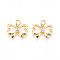 Brass Micro Pave Cubic Zirconia Pendants, Cadmium Free & Lead Free, Bowknot Charms, with Jump Ring, Real 18K Gold Plated, 12x15.5x3mm, Hole: 3.5mm