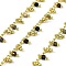 Handmade Brass Cube Link Chains, with Natural Tourmaline Beads & Spool, Long-Lasting Plated, Rack Plating, Soldered, Lead Free & Cadmium Free, Real 18K Gold Plated, Charm: 6x2.5x2.5mm and 6x2.5mm