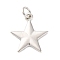 Star Brass Pendants, with Jump Rings, Long-Lasting Plated, Silver, 17x15x2mm, Jump Ring: 5x1mm, 3mm Inner Diameter