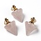 Natural Rose Quartz Pendants, with Golden Plated Brasss Findings, Cone Pendulum, 31x20x20mm, Jump Ring: 10x1.5mm, Inner Diameter: 9mm