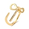 Brass with Cubic Zirconia Open Cuff Rings, Bowkont, Golden, US Size 8(18.1mm)