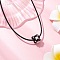 Natural Black Onyx(Dyed and Heated) & Glass Seed Beads Cluster Flower Pendant Necklaces, Black Waxed Cotton Cord Necklaces for Women, Platinum, 17.40 inch(44.2cm)