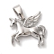 Brass Pendants, Unicorn, Platinum, 13x13x2mm, Hole: 4x2.5mm