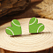 Green Wooden Stud Earrings, Platinum, Heart, 14x15mm