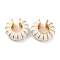 Brass Cuff Earrings for Women, with Enamel, Golden, White, 23.5x9mm