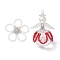 2Pcs 2 Styles Glass Seed Bead Pendants, Flower & Angel, with Alloy Wing and Baking Painted Glass Pearl Round Beads, FireBrick, 38x6mm, Hole: 2mm