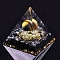 Orgonite Pyramid Resin Energy Generators, Natural Tiger Eye Round Inside for Home Office Desk Decoration, 50mm