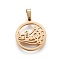 304 Stainless Steel Pendants, Ring with Musical Note, Golden, 19~20x16~17x1.5mm, Hole: 5x2.5mm