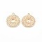 Brass Micro Pave Clear Cubic Zirconia Pendant Settings for Enamel, Nickel Free, Flat Round with Eye, Real 18K Gold Plated, 20x18x2mm, Hole: 1.5mm