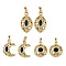 Brass Micro Pave Cubic Zirconia Pendants, with Glass, Cadmium Free & Lead Free, Rack Plating, Long-Lasting Plated, Real 18K Gold Plated, Mixed Shapes, Moon: 29x20x6mm, Oval: 32x16x6mm, Round: 31x23x6mm, Hole: 3.5x3mm