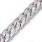 Tarnish Resistant 304 Stainless Steel Cuban Link Chains, Chunky Curb Chains, Twisted Chains, Unwelded, Textured, Stainless Steel Color, 10mm, Links: 14x10x2.5mm