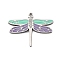 304 Stainless Steel Enamel Charms, Dragonfly Charm, Stainless Steel Color, Spring Green, 12x15x1mm, Hole: 0.7mm