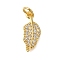 Rack Plating Brass Micro Pave Cubic Zirconia Pendants, Long-Lasting Plated, Lead Free & Cadmium Free, Leaf Charms, with Jump Ring, Real 18K Gold Plated, 15x7x3mm, Hole: 3mm