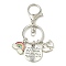 Teachers' Day Rainbow Alloy Enamel Keychains, with Alloy Keychain Clasps, Flat Round with Word, Heart, 9.2cm