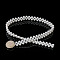 Alloy & Acrylic Imitation Pearl Beaded Elastic Chain Belts, White, Golden, Flat Round, 600~800mm