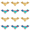 12Pcs 2 Colors 304 Stainless Steel Pendants, Heart Wing Charms, Mixed Color, 15x27.5x4mm, Hole: 1.2mm, 6pcs/color