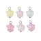 Luminous Acrylic Charms, Star,  with Brass Loop & Glitter Powder, Long-Lasting Plated, Glow in the Dark, Platinum, 15x10.5x5.5mm, Hole: 2mm