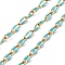 Ion Plating(IP) 304 Stainless Steel Enamel Twisted Oval Link Chains, with Spool, Soldered, Real 18K Gold Plated, Oval, Turquoise, 9x4x1mm, about 16.40 Feet(5m)/Roll