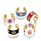 Brass Enamel Cuff Rings, Open Rings, Nickel Free, Evil Eye, Golden, Mixed Color, US Size 7 1/4(17.5mm)