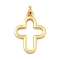 Brass Pendants, Hollow Cross Charms, Lead Free & Cadmium Free, Long-Lasting Plated, Rack Plating, Real 18K Gold Plated, 20.5x15x2.5mm, Hole: 3mm