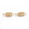 304 Stainless Steel Box Clasps, Multi-Strand Clasps, Horse Eye, Real 24k Gold Plated, 21.5x7x4mm, Hole: 1mm