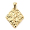 304 Stainless Steel Pendants, Textured, Rhombus Charm, Golden, 24x20x3mm, Hole: 5x3mm