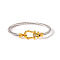 304 Stainless Steel Bangles, Twisted Rope Bracelets, Golden & Stainless Steel Color, Inner Diameter: 2-1/2 inch(6.35cm)