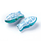 Handmade Printed Porcelain Beads, Fish, Sky Blue, 20~22x10x8~9mm, Hole: 1.4mm