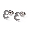 Tarnish Resistant 304 Stainless Steel Greek Alphabet Stud Earrings, Manual Polishing, Letter.E, 7~11x2~10x1.5mm, Pin: 0.8mm