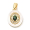 Brass Micro Pave Cubic Zirconia Pendents, Cadmium Free & Nickel Free & Lead Free, with Shell and Glass Charms, Real 18K Gold Plated, 14.5x11x2.5mm, Hole: 5x2.5mm