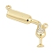 Brass Micro Pave Cubic Zirconia Pendants, Wine Glass Charms, Long-Lasting Plated, Rack Plating, Lead Free & Cadmium Free, Real 18K Gold Plated, 24.5x23.5x2.5mm, Hole: 1.4mm