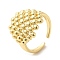 Brass Open Cuff Rings, Cadmium Free & Lead Free, Hollow Hexagon Wide Band Rings, Real 18K Gold Plated, Inner Diameter: 17mm