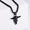 Retro Rock Punk Men's Bull Head 304 Stainless Steel Pendant Necklaces, Black