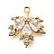 Brass Micro Pave Clear Cubic Zirconia Pendants, Leaf Charms, Real 18K Gold Plated, Clear, 19x16.5x3.5mm, Hole: 1.2mm