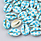 Printed Cowrie Shell Beads, No Hole/Undrilled, Star Pattern, Deep Sky Blue, 20~26x13~18x5~7mm