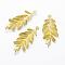 Brass Links connectors, Lead Free & Cadmium Free & Nickel Free, Leaf, Raw(Unplated), 43x16.5x5mm, Hole: 1.5mm