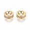 Brass Micro Pave Clear Cubic Zirconia Spacer Beads, Nickel Free, Disc, Real 18K Gold Plated, 6x2.5mm, Hole: 2mm