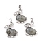 Natural Labradorite Bunny Pendants, with Brass Findings, Rabbit, Platinum, 28x23x7mm, Hole: 5x7mm
