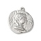 304 Stainless Steel Pendants, Portrait Charms, Stainless Steel Color, 25.5x22.5x3mm, Hole: 1.8mm