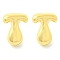 Rack Plating Brass Earrings, Cadmium Free & Lead Free, Long-Lasting Plated, Stud Earrings, Alphabet, Real 18K Gold Plated, Letter T, 14x11mm