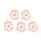 Light Gold Plated Alloy Enamel Pendants, Flower, Pearl Pink, 13x11.5x3mm, Hole: 1.6mm